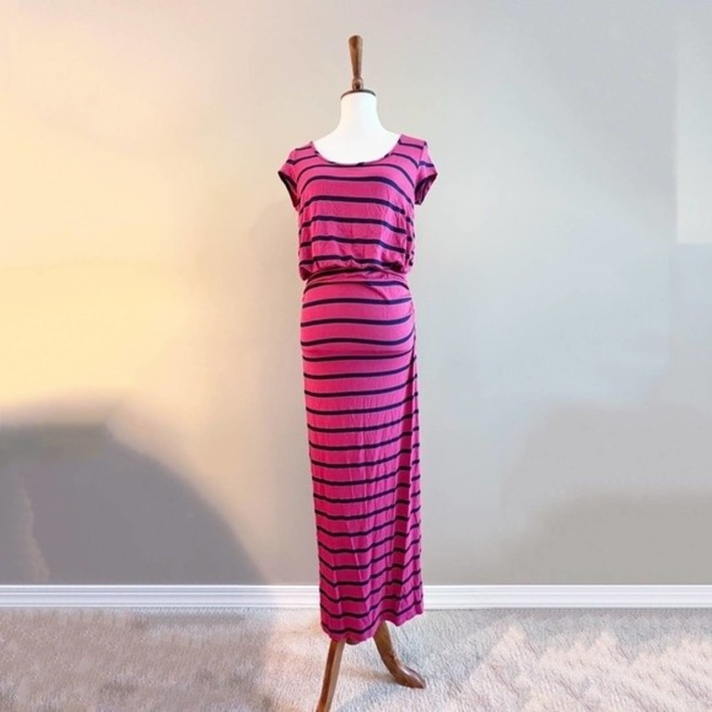 Everleigh Pink with Blue Stripe Maxi Dress Size Small
